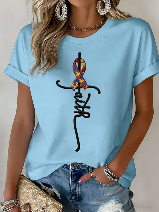 Women's Autism Awareness Print T-shirt