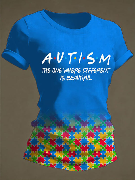 Women's Autism Awareness Print T-shirt