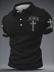 Men's JESUS Print Casual Top