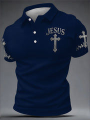 Men's JESUS Print Casual Top