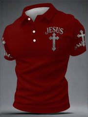 Men's JESUS Print Casual Top