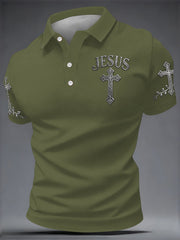 Men's JESUS Print Casual Top