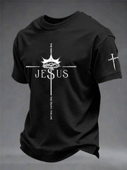 Men's Christian Jesus John 14:6 The Way The Truth The Life Cross Short Sleeve T-shirt