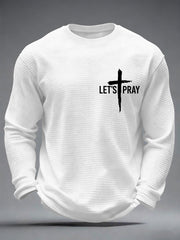 Men's Need Prayer?Tap My Shoulder Print Waffle Long Sleeve Top