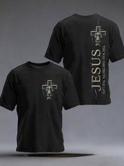 Men's Christian Jesus The Way The Truth The Life Cross Print Casual Short Sleeve T-shirt