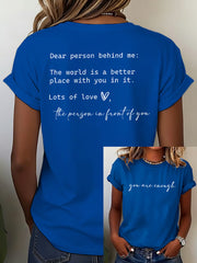 Women's Mental Health Awareness You Are Enough Print Short Sleeve T-Shirt