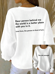 Women's You Are Enough Ribbed Round-Neck Sweatshirt
