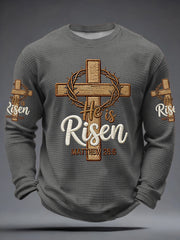 Men's He is Riser MATTHEW 28:6 Waffle Long Sleeve T-Shirt