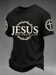 Men's Jesus John 14:6 Jesus The Way, The Truth, The Life Christian Cross Short Sleeve T-shirt