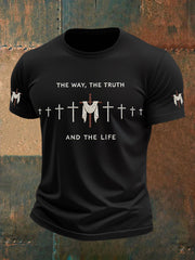Men's Jesus John 14:6 Jesus The Way, The Truth, The Life Christian Cross Short Sleeve T-shirt