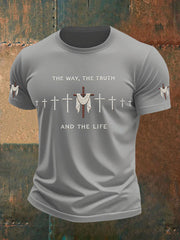 Men's Jesus John 14:6 Jesus The Way, The Truth, The Life Christian Cross Short Sleeve T-shirt