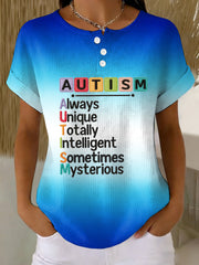 Women's Autism Awareness Print Waffle T-shirt