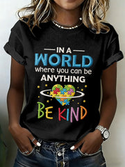 Women's Autism Awareness Print Waffle T-shirt