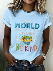Women's Autism Awareness Print Waffle T-shirt