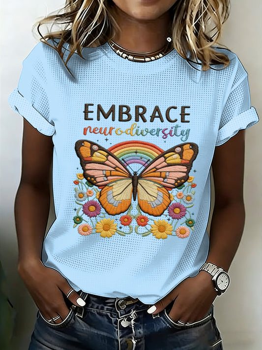 Women's Autism Awareness Print Waffle T-shirt
