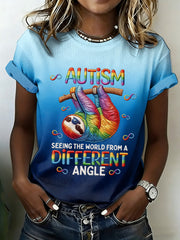 Women's Autism Awareness Print Waffle T-shirt