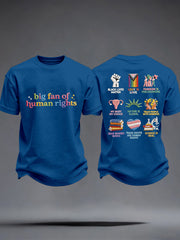 Men's Big Fan of Human Rights Embroidery Pattern T-Shirt