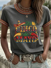 Women's Cinco de Mayo Print Casual T-Shirt