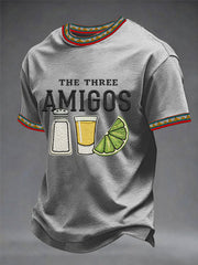 Men's Funny Cinco de Mayo The Three Amigos Salt Tequila Lemon Print Casual Tee