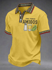 Men's Funny Cinco de Mayo The Three Amigos Salt Tequila Lemon Print Casual Polo