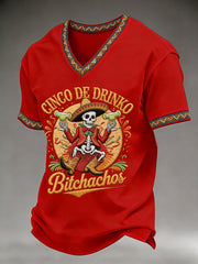 Men's Cinco De Mayo Print Short-Sleeve V-neck T-shirt