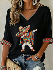 Women's Cinco de Mayo Print Casual T-Shirt