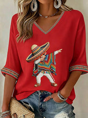 Women's Cinco de Mayo Print Casual T-Shirt