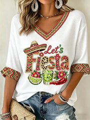 Women's Cinco De Mayo Print Waffle T-shirt