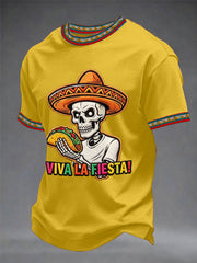 Men's Viva La Fiesta! Skeleton Print Casual Tee