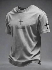 Men's Jesus is king imitation cotton short-sleeved T-shirt