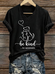 Women's Be Kind To Animals Iron On Short Sleeve T-Shirt