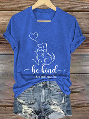 Women's Be Kind To Animals Iron On Short Sleeve T-Shirt