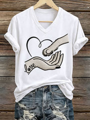 Women's love Dog Print Iron On Short Sleeve T-Shirt
