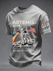 Men's Artemis II 2026 Return To The Moon For All Humanity Print Casual Tee