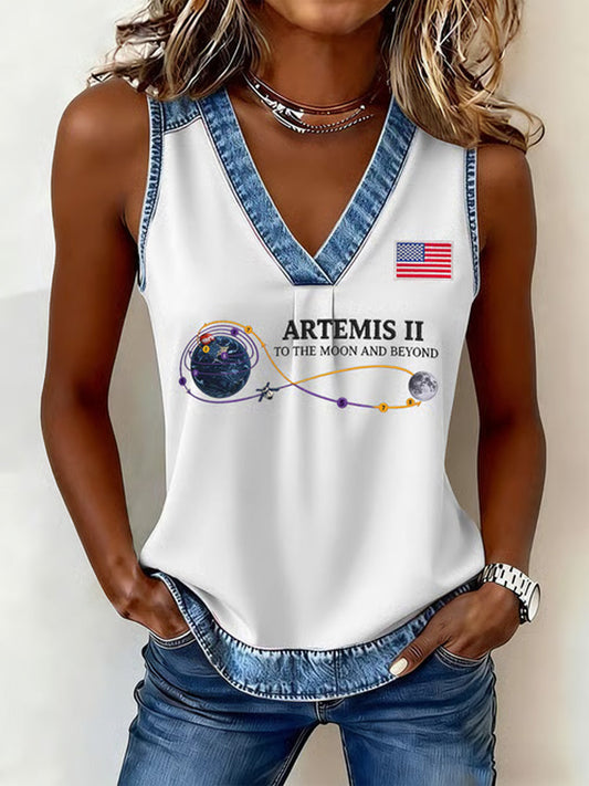 Women's Artemis II 2026 Print Print V-Neck Tee