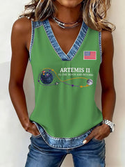 Women's Artemis II 2026 Print Print V-Neck Tee