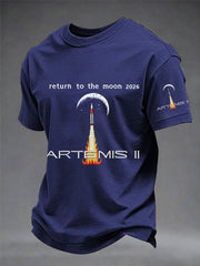 Men's Artemis II 2026 Return To The Moon For All Humanity Print Casual Tee