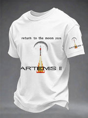 Men's Artemis II 2026 Return To The Moon For All Humanity Print Casual Tee