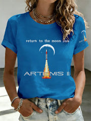 Women's Artemis II 2026 Return To The Moon For All Humanity Print Casual Tee