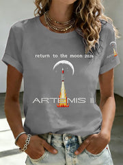 Women's Artemis II 2026 Return To The Moon For All Humanity Print Casual Tee