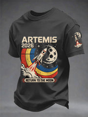 Men's Artemis II 2026 Return To The Moon For All Humanity Print Casual Tee
