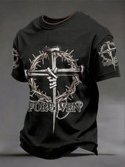 Men's 'forgiven' studded cross thorn T-shirts