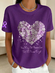 Women's Alzheimer's Awareness Purple Ribbon Waffle Fabric Short-sleeved T-shirt