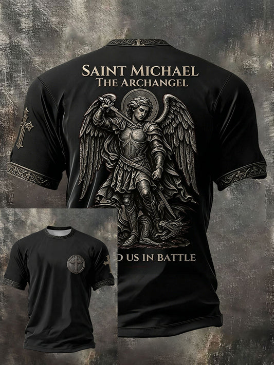Men's Faith Saint Micheal Printed T-Shirt
