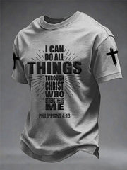 Men's Bible I Can Do All Things Through Christ Who Strengthens Me Philippians 4:13 Print Casual Tee