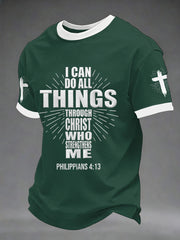 Men's Bible I Can Do All Things Through Christ Who Strengthens Me Philippians 4:13 Print Casual Tee