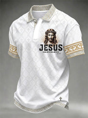 Men's Christian Cross Jesus The Way The Truth The Life Print Polo