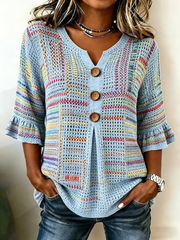 Women's Casual Alzheimer's Floral Print Cotton-Linen Shirt