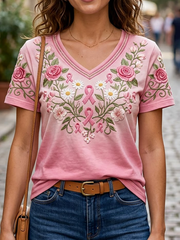 Women's floral print short-sleeved T-shirt