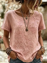 Women's Breast Cancer Pink Flowers Print Casual T-Shirt